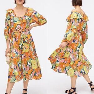J. Crew Tropical Belted A-Line Midi Dress NEW WITH TAGS SIZE SMALL